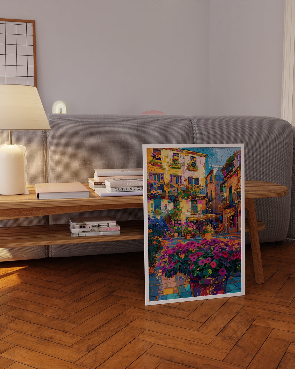 Flower Stall Alley Mosaic Style Colorful Painting Art Poster - Image 4