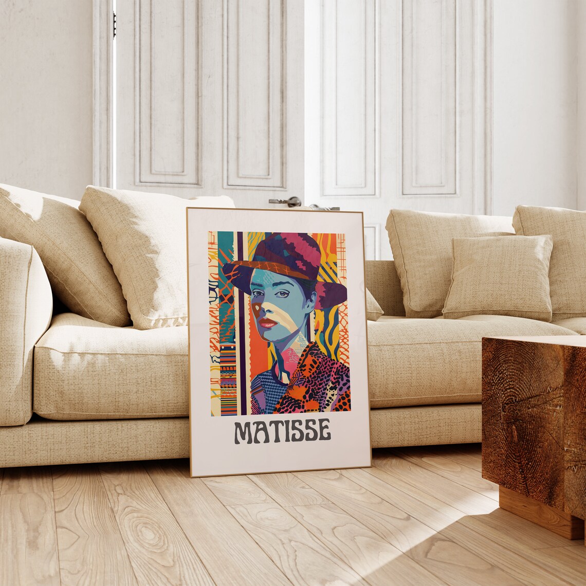 Henri Matisse Stylized Woman Wide Brim Hat Modern Portrait Poster - Image 2