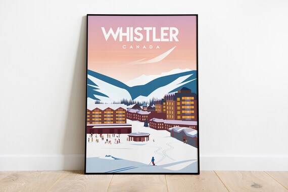 Whistler Canada Whistler British Columbia Mountain Poster Canada Travel Poster Mountain Longhorn Saloon 16x20 Inches Print