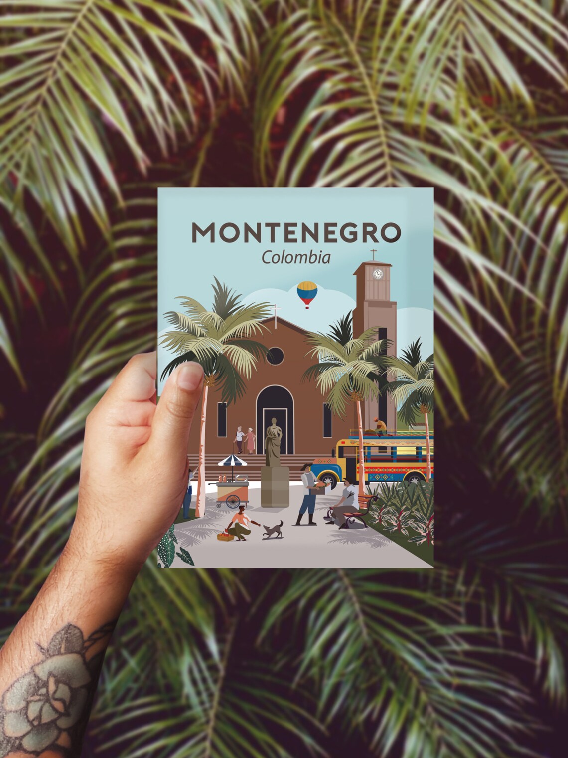 Montenegro Quindio Colombia Town Church Square Retro Travel Poster - Image 2