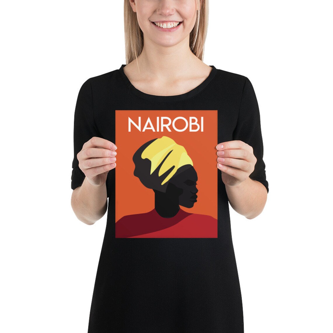 Nairobi Kenya African Woman Profile Modern Graphic Travel Poster - Image 2