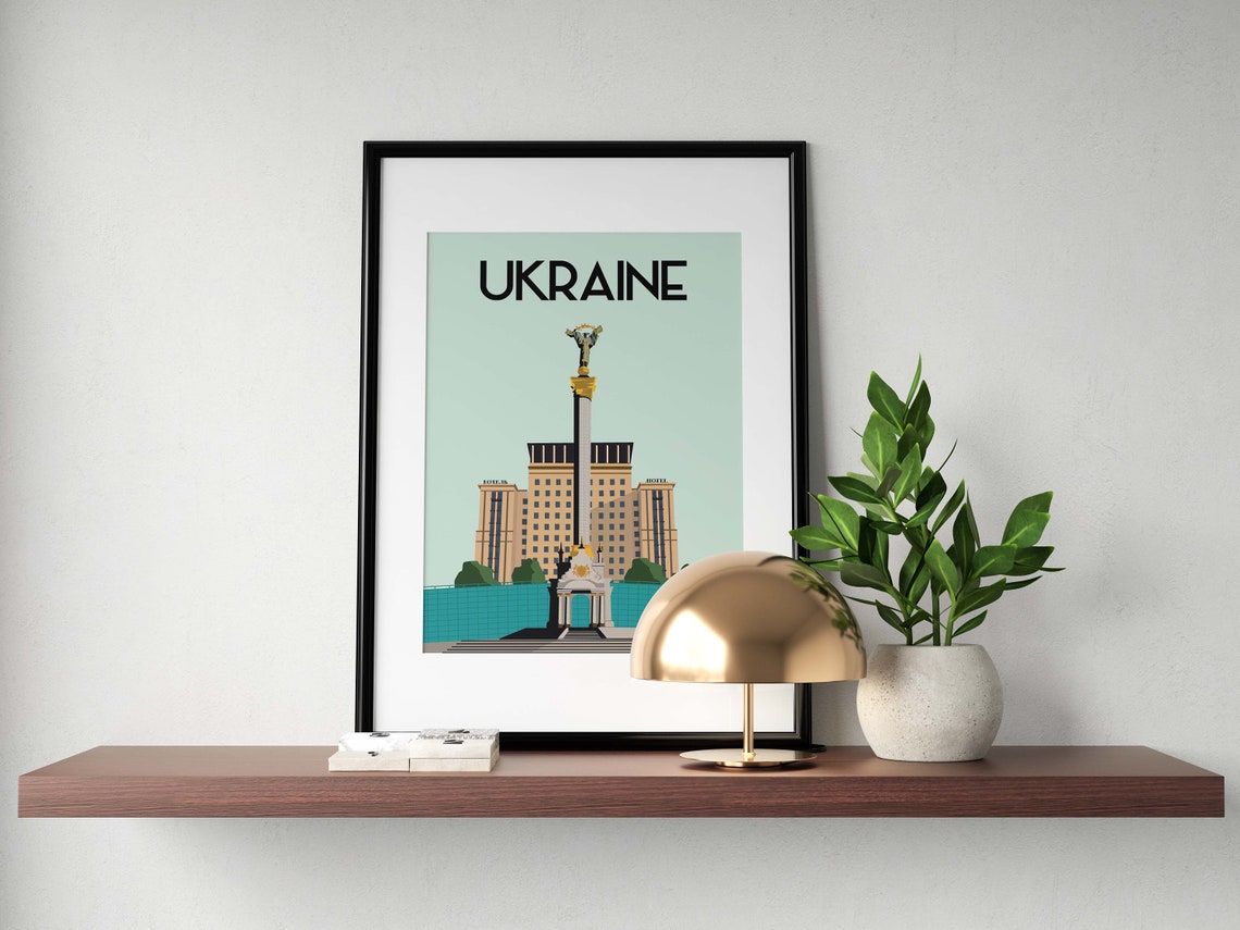 Ukraine Independence Square Kyiv Monument Retro Travel Poster - Image 3