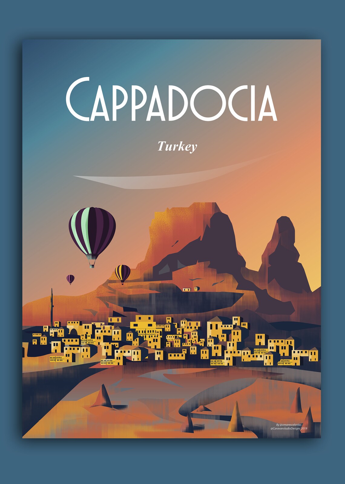 Cappadocia Turkey Hot Air Balloons Sunset Retro Travel Poster - Image 2