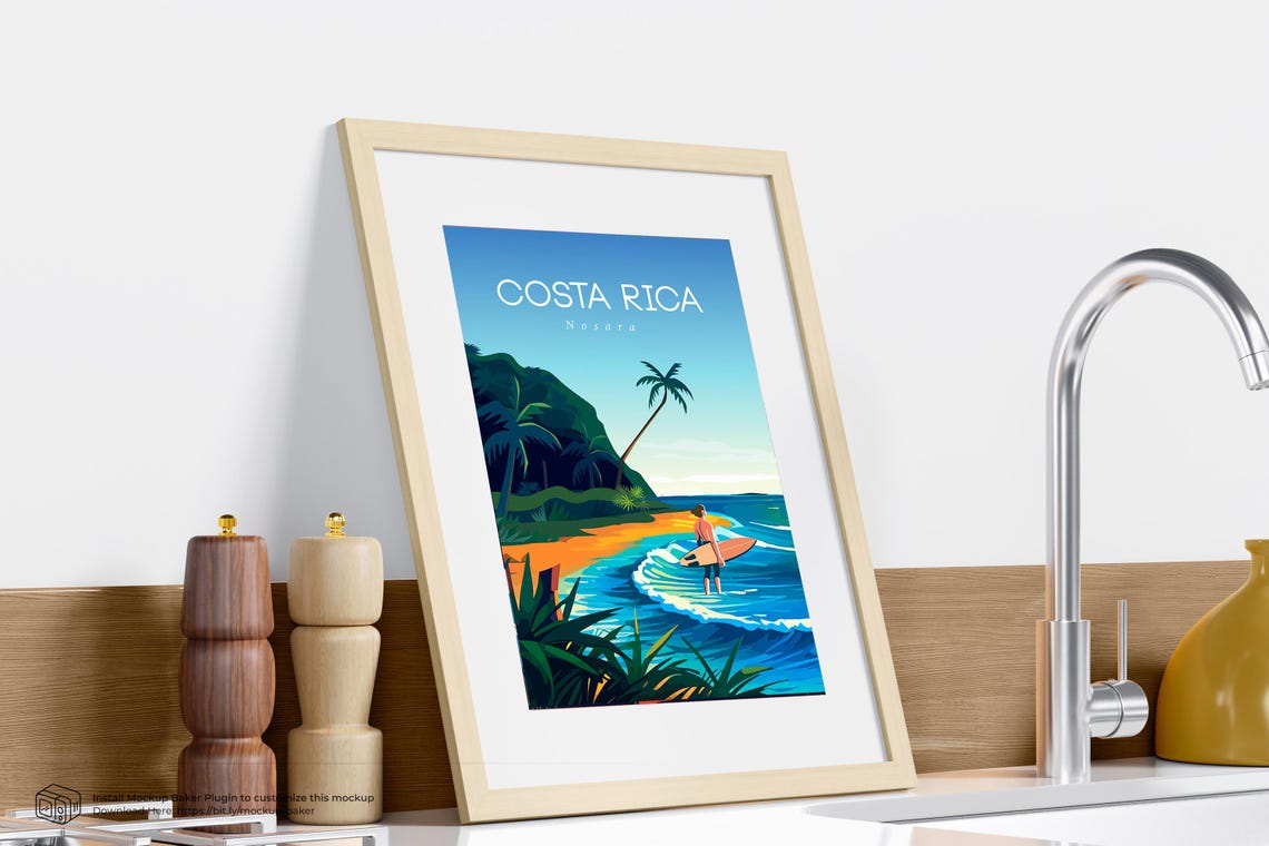 Costa Rica Travel Poster Surf File 12x16 Inches Poster - Image 2