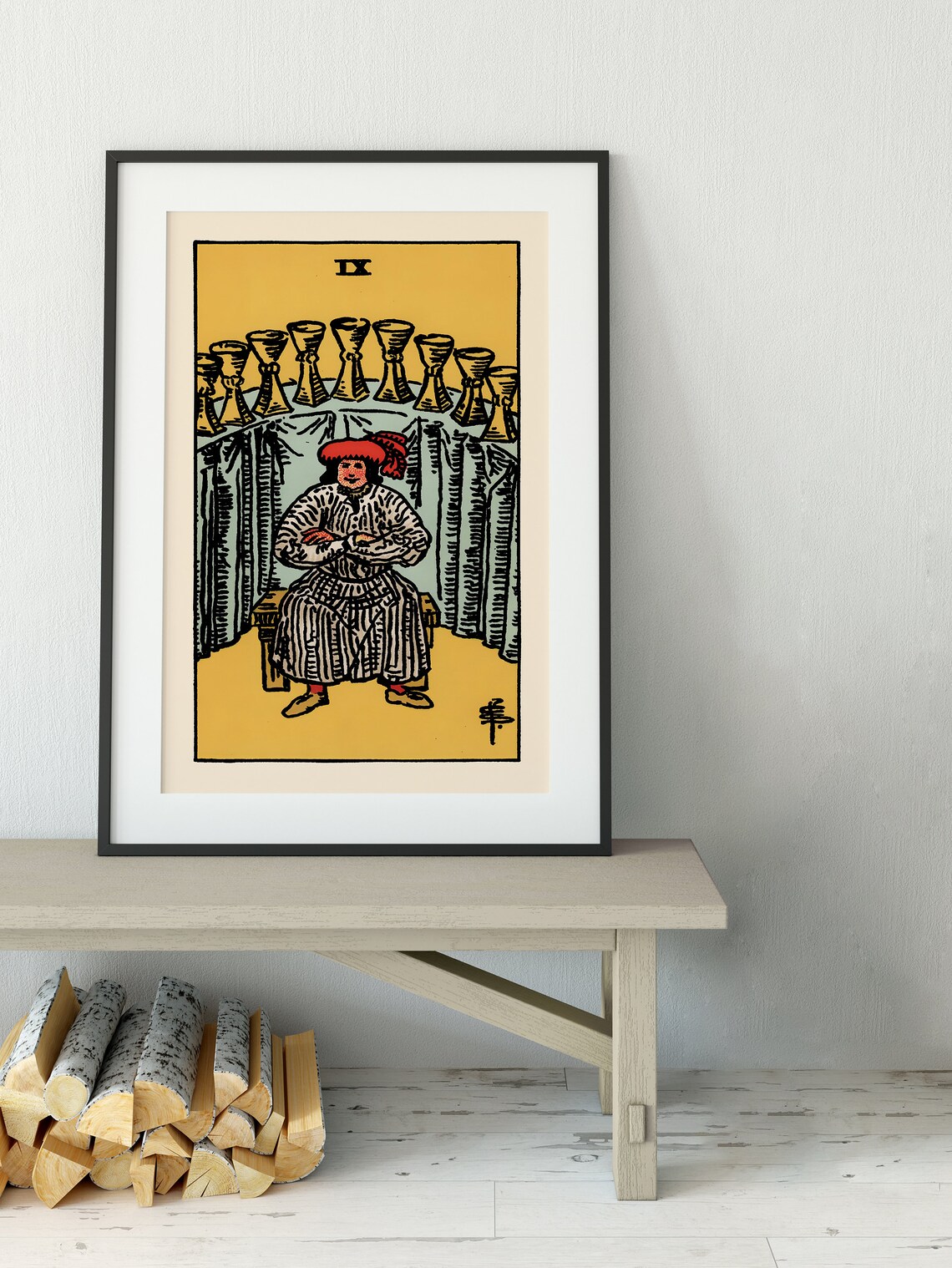 Nine of Cups Tarot Card Poster, Tarot Art Print - Image 3