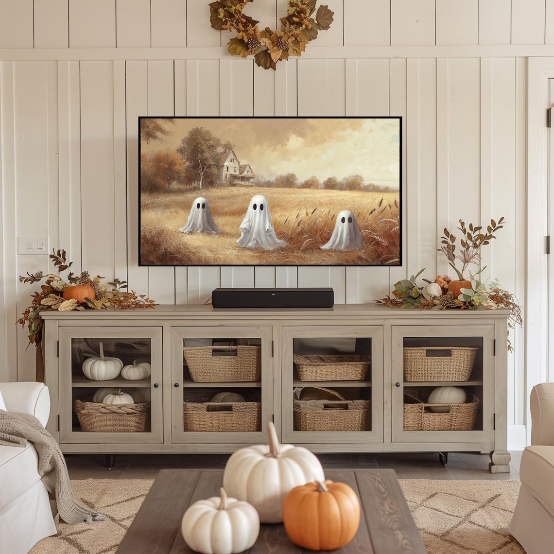 Ghosts In Country Autumn Landscape Frame Tv Art Painting 4k Fall Colors Tv Art Halloween Frame Tv Art Autumn Tv Art Tv03 - Image 2