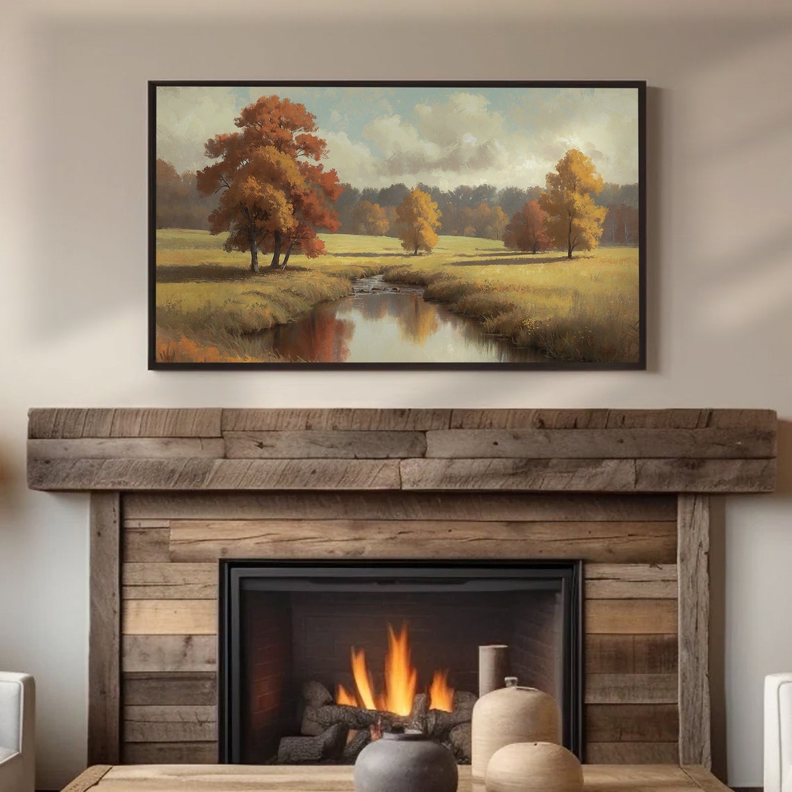 Autumn River Landscape Golden Fall Trees Water Reflection Poster - Image 3