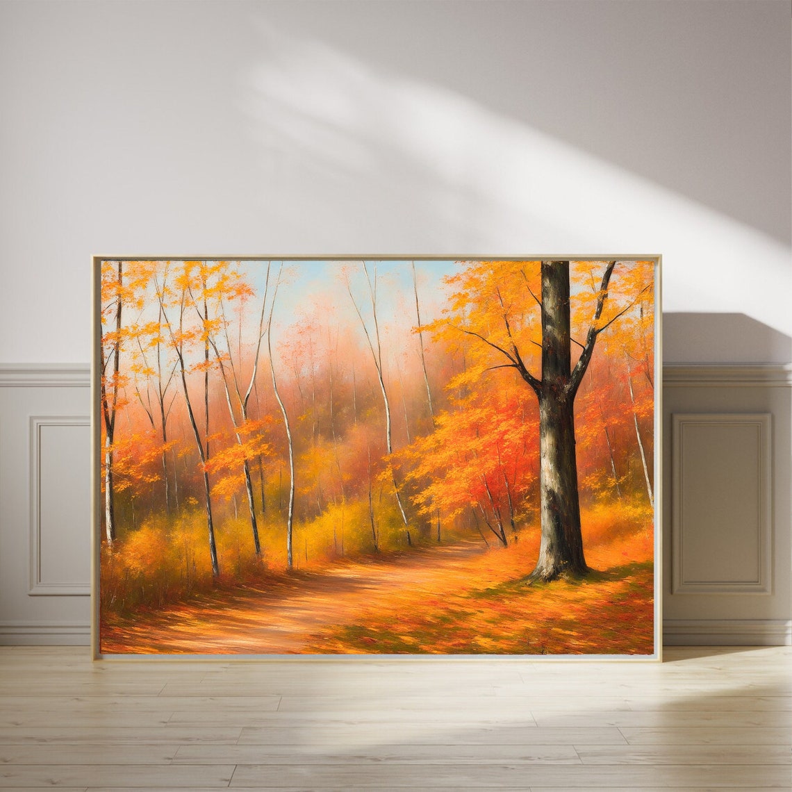 Golden Autumn Forest Path with Warm Orange Fall Foliage Poster - Image 2