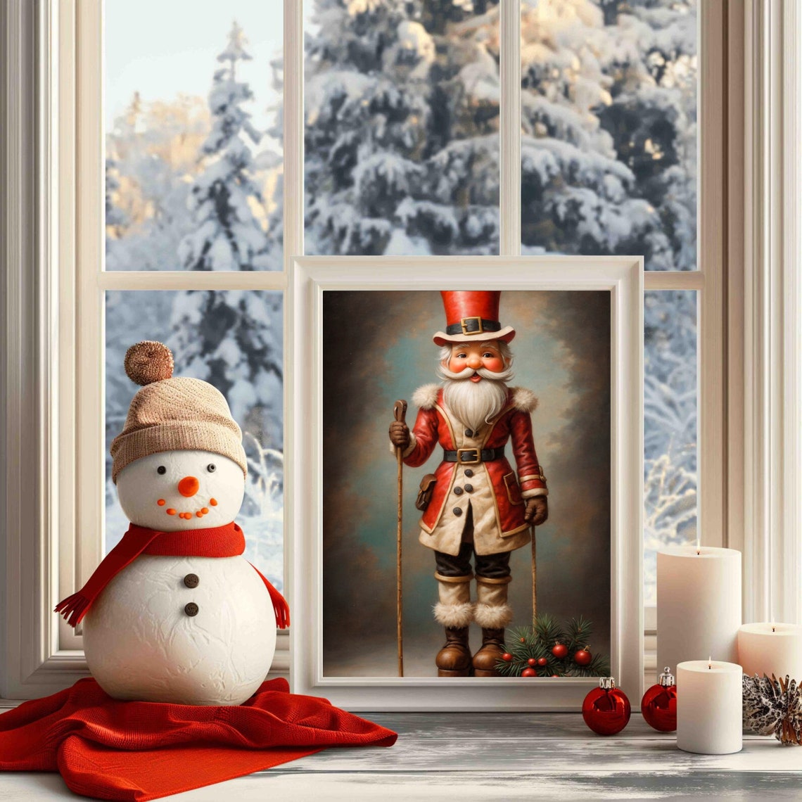 Vintage Nutcracker Soldier Red Coat Portrait Christmas Poster - Image 2