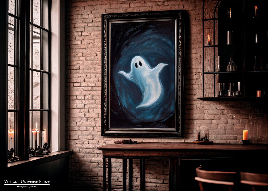 Swirling Ghost In A Dark Stormy Vortex Vintage Halloween Painting Poster - Image 3