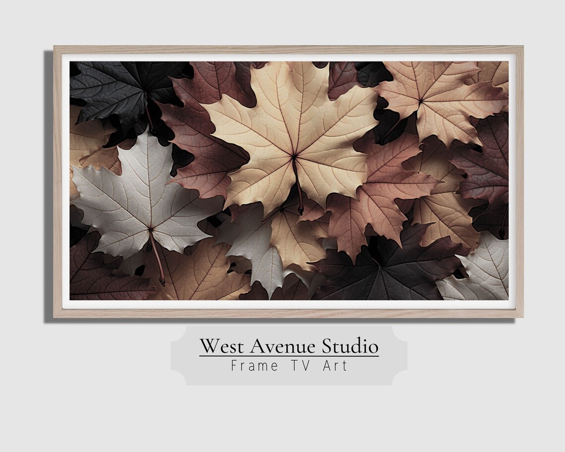 Neutral Fall Maple Leaves Farmhouse Art Print - Image 3