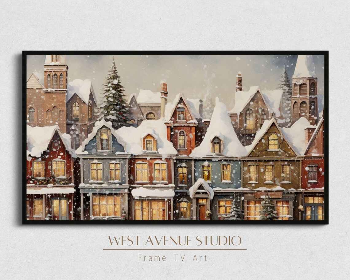 Christmas Village Seasonal Holiday Decor Art Print - Image 3