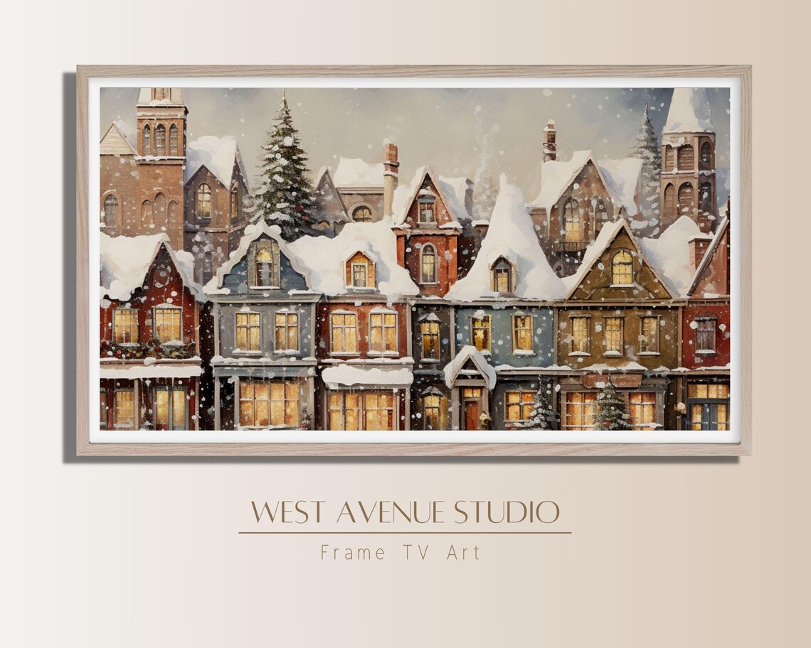 Christmas Village Seasonal Holiday Decor Art Print - Image 2
