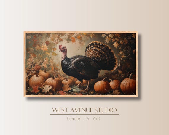 Thanksgiving Turkey Frame Tv Art Thanksgiving Textured Art Rustic Fall Decor Oil Painting Of Turkey Farmhouse Thanksgiving Art Fame