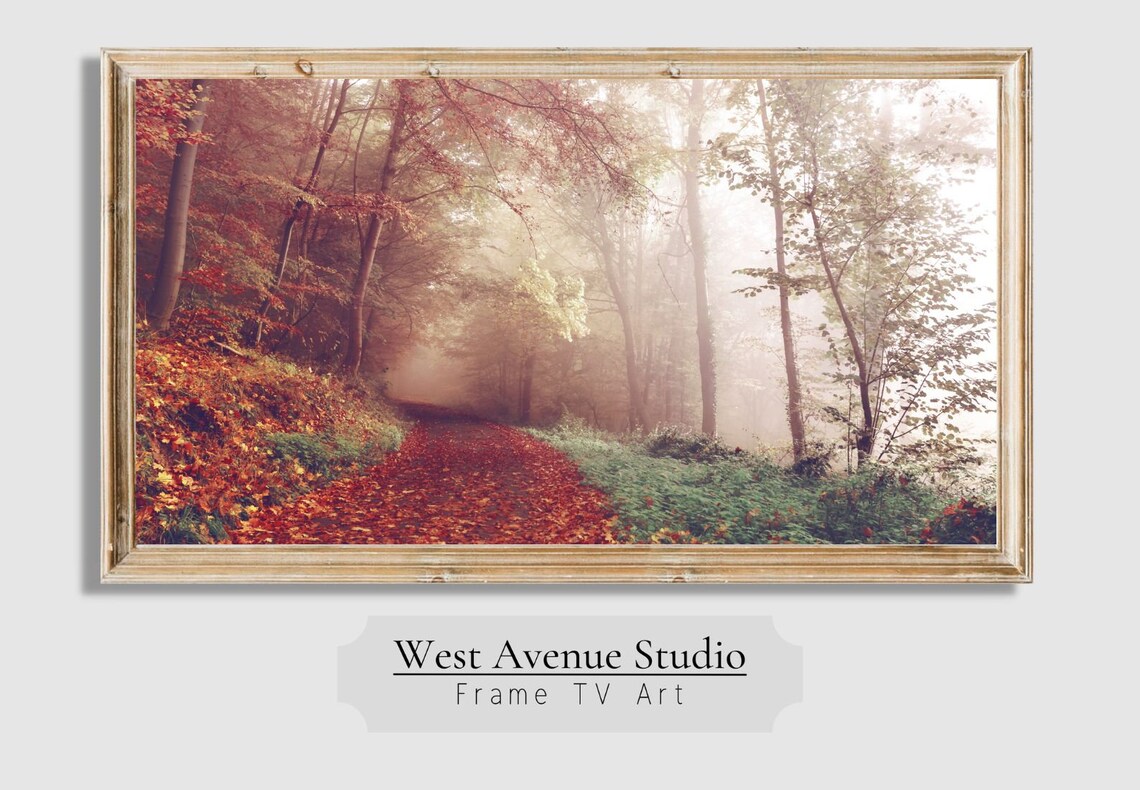 Autumn Forest Path Red Leaves Misty Fall Trail Woodland Photo Poster - Image 4