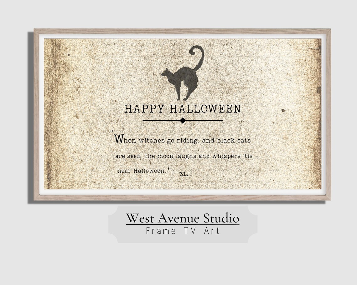 Happy Halloween Black Cat Witches Quote Vintage Farmhouse Sign Poster - Image 4