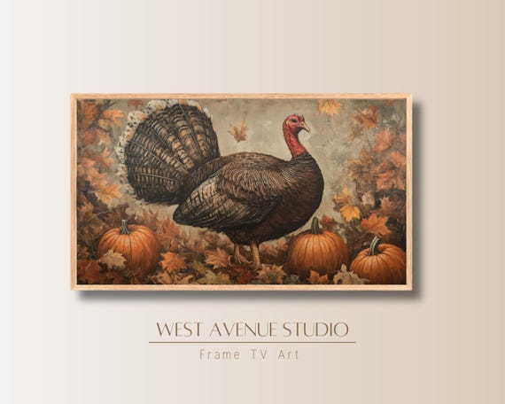 Thanksgiving Turkey Frame Tv Art Thanksgiving Textured Art Rustic Fall Decor Oil Painting Of Turkey Farmhouse Thanksgiving Art Fame