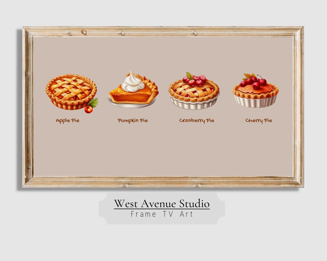 Apple Pumpkin Cranberry Cherry Pie Chart Cute Thanksgiving Dessert Poster - Image 3