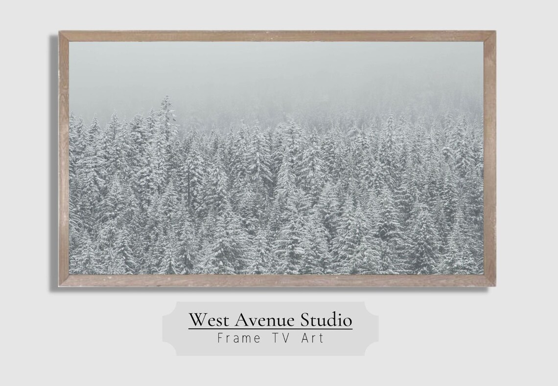 Snowy Pine Forest Fading Into Fog Minimalist Winter Photo Wall Poster