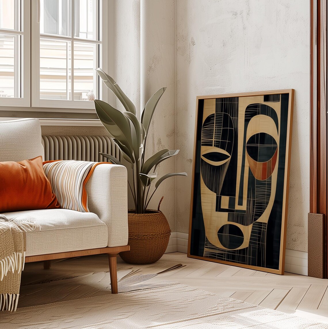 African Face Abstract Art, Matisse-Inspired Art Print