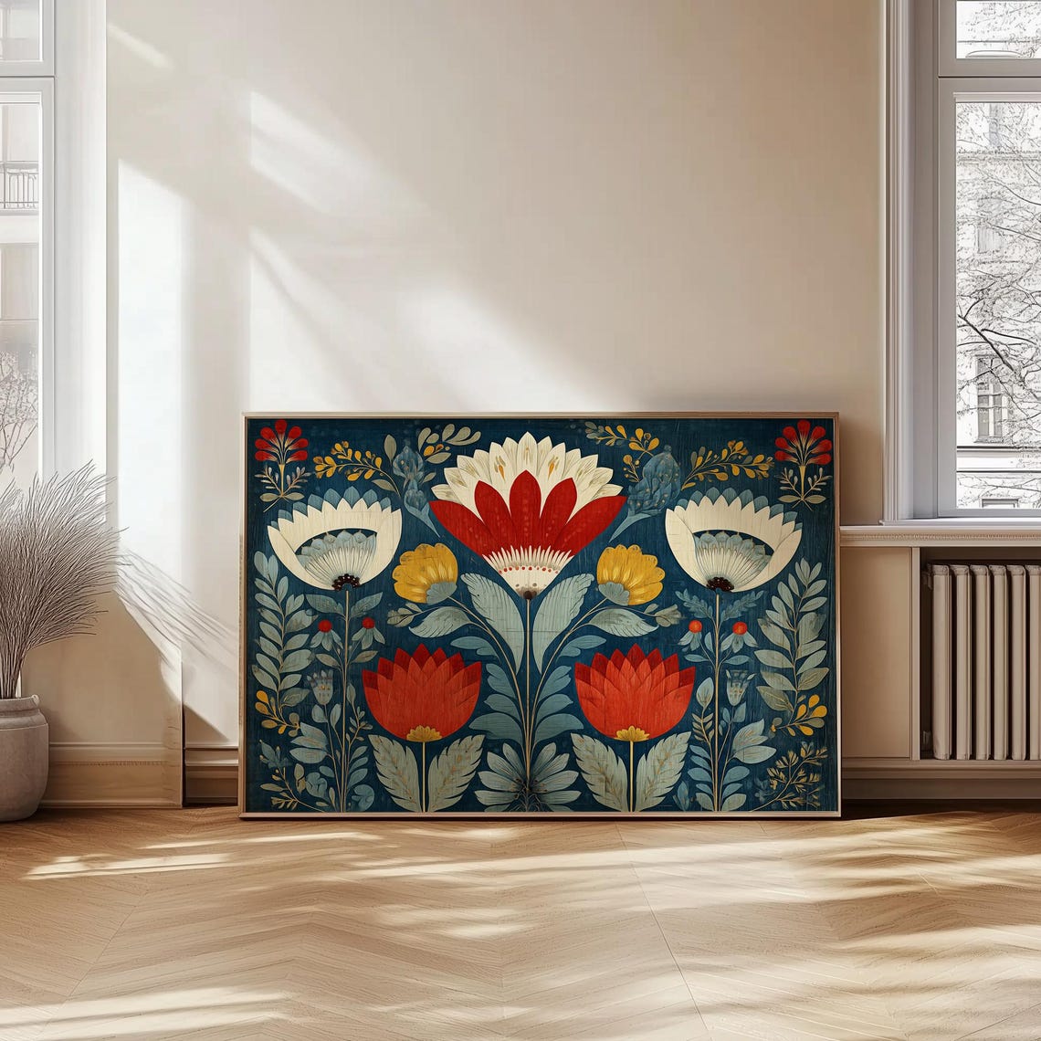 Ukrainian Folk Art Botanical Poster, Scandi Style - Image 3