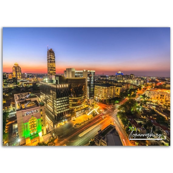 Johannesburg Skyline Poster Sandton South Africa Travel Photography