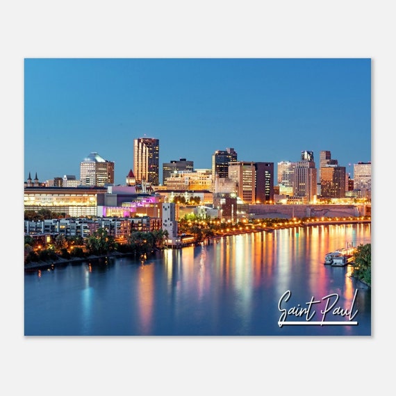Saint Paul Night Skyline Poster Minnesota Cityscape Wall Art