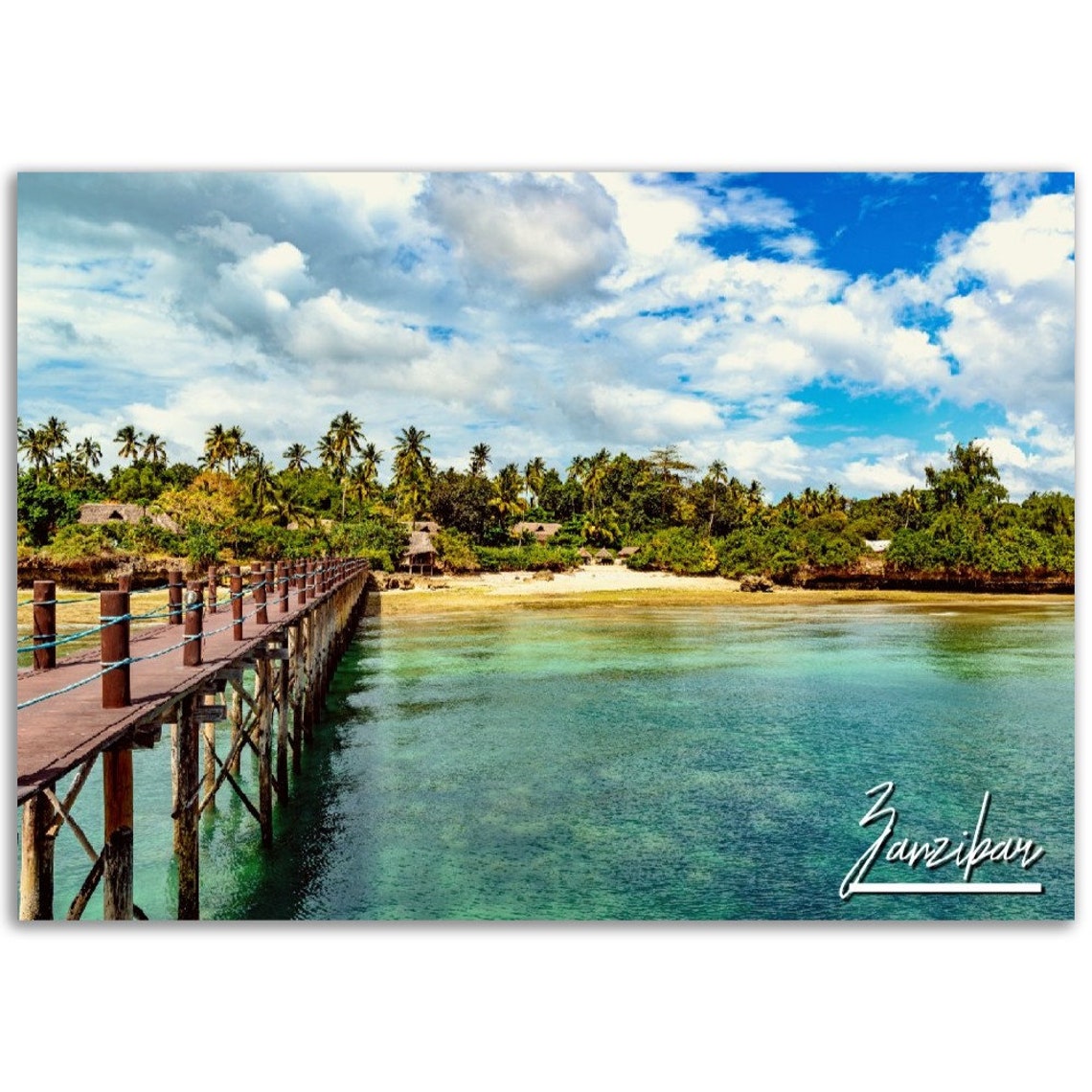 Zanzibar Tropical Beach Pier Crystal Clear Ocean Paradise Poster