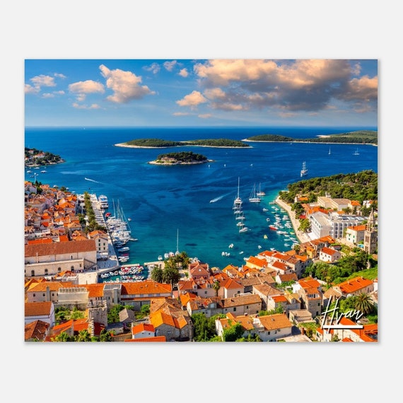Hvar Town Croatia Poster Print Coastal Skyline Wall Art