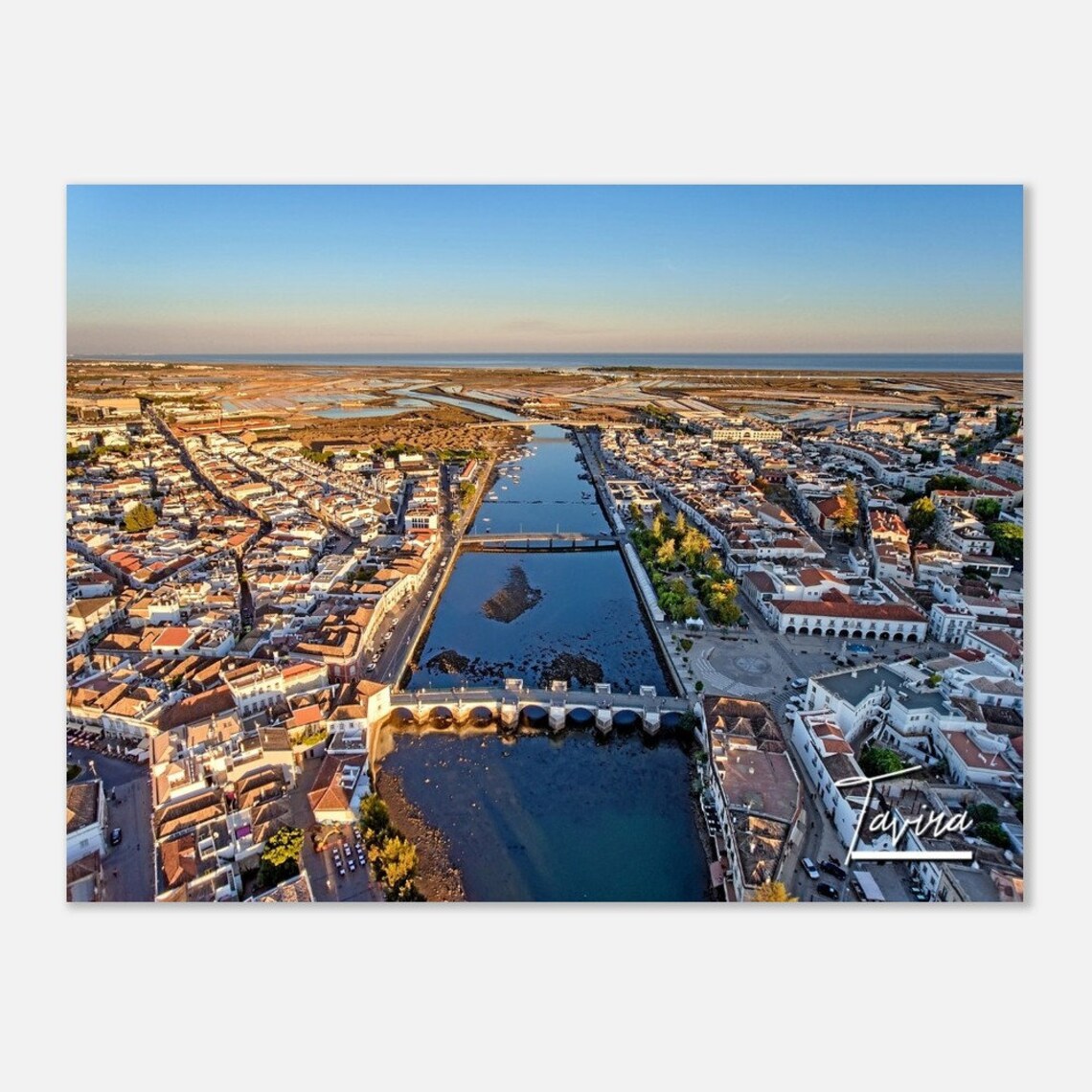 Tavira Portugal Travel Poster, Algarve Town Skyline