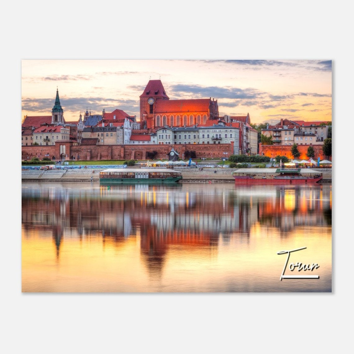 Torun Poland Sunset River Old Town Gothic Architecture Photo Poster