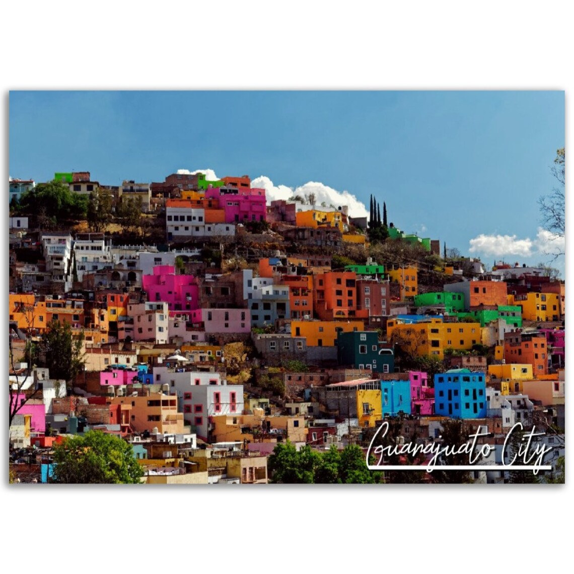 Guanajuato City Colorful Hillside Houses Mexico Travel Poster
