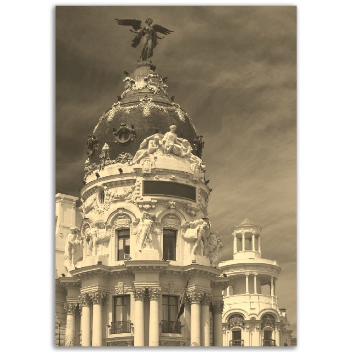 Madrid Architecture Vintage Sepia Photo Poster