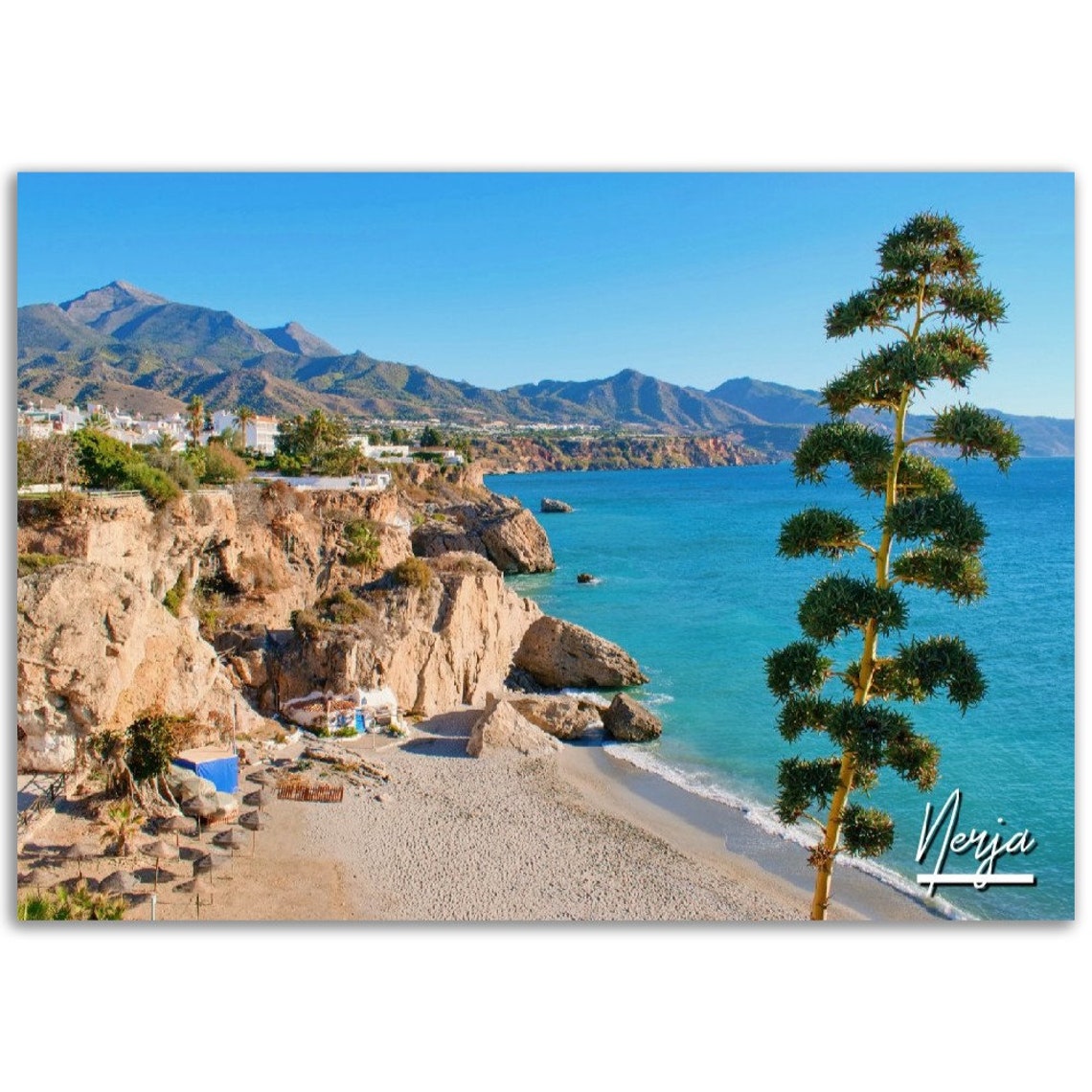 Nerja Spain Mediterranean Coastal Cliffs Turquoise Cove Photo Poster