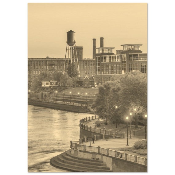 Vintage Columbus Georgia Poster Retro Cityscape Sepia Print