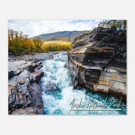 Abisko National Park Rapids Photo Poster Sweden River Canyon Travel Art