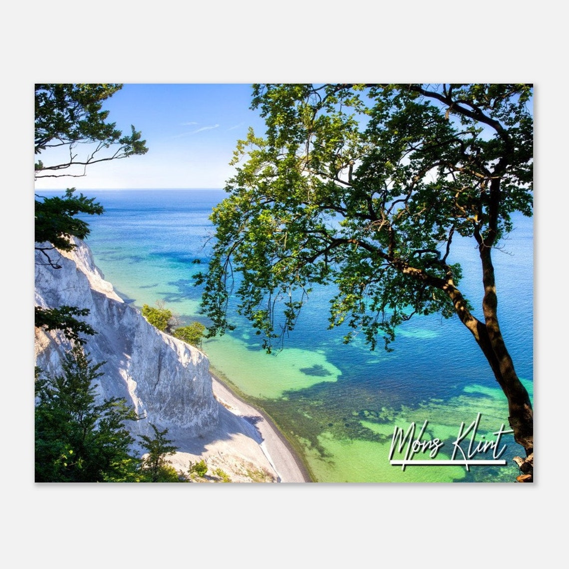 Møns Klint Denmark White Cliffs Turquoise Sea Coast Travel Poster