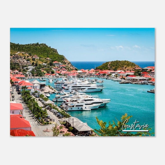 Gustavia St Barts Travel Poster Caribbean Harbor Print