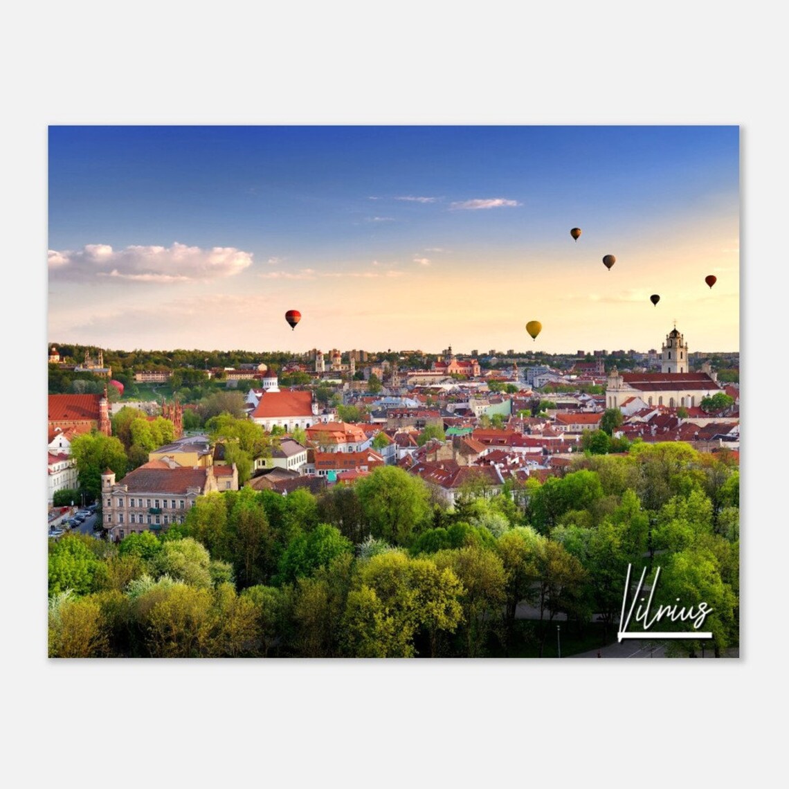 Vilnius Lithuania Old Town Skyline Travel Poster