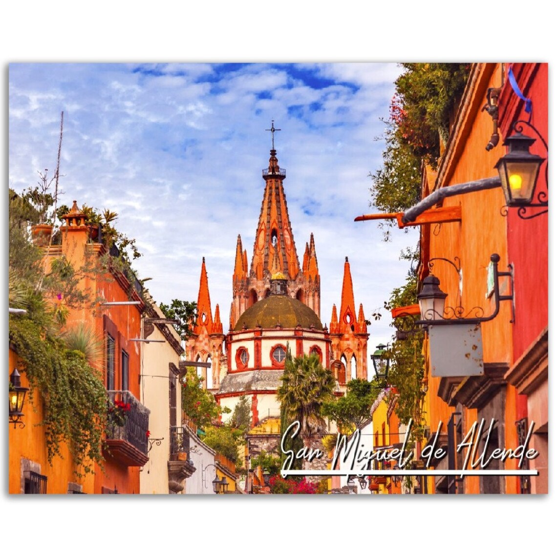 San Miguel De Allende Mexico Pink Church Street Travel Poster