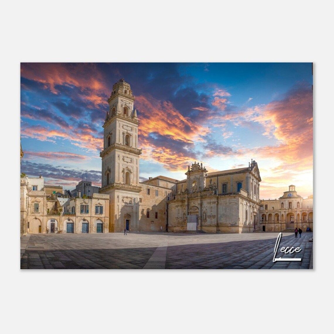 Lecce Italy Baroque Cathedral Square Sunset Photo Travel Poster