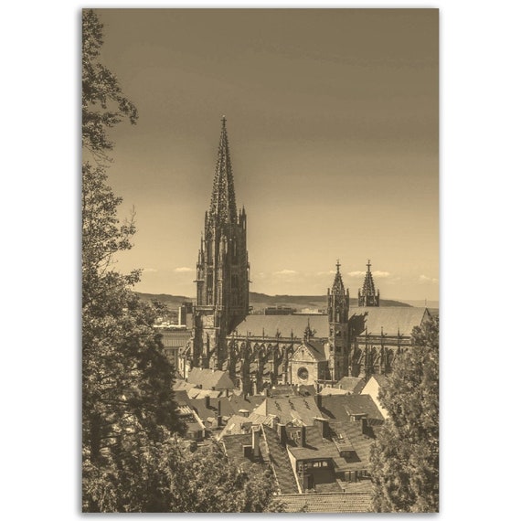 Freiburg Germany Poster Vintage Sepia Cityscape Print