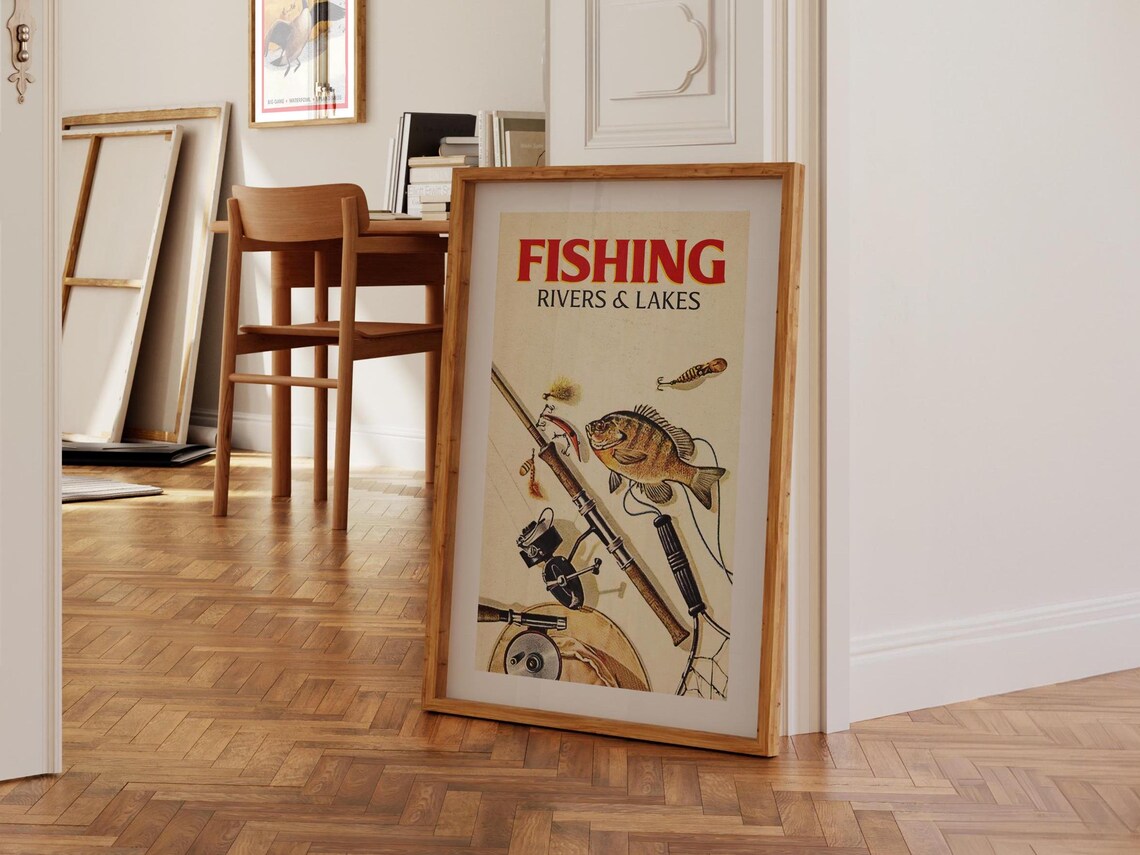 Rivers and Lakes Retro Fishing Art Print - Image 2