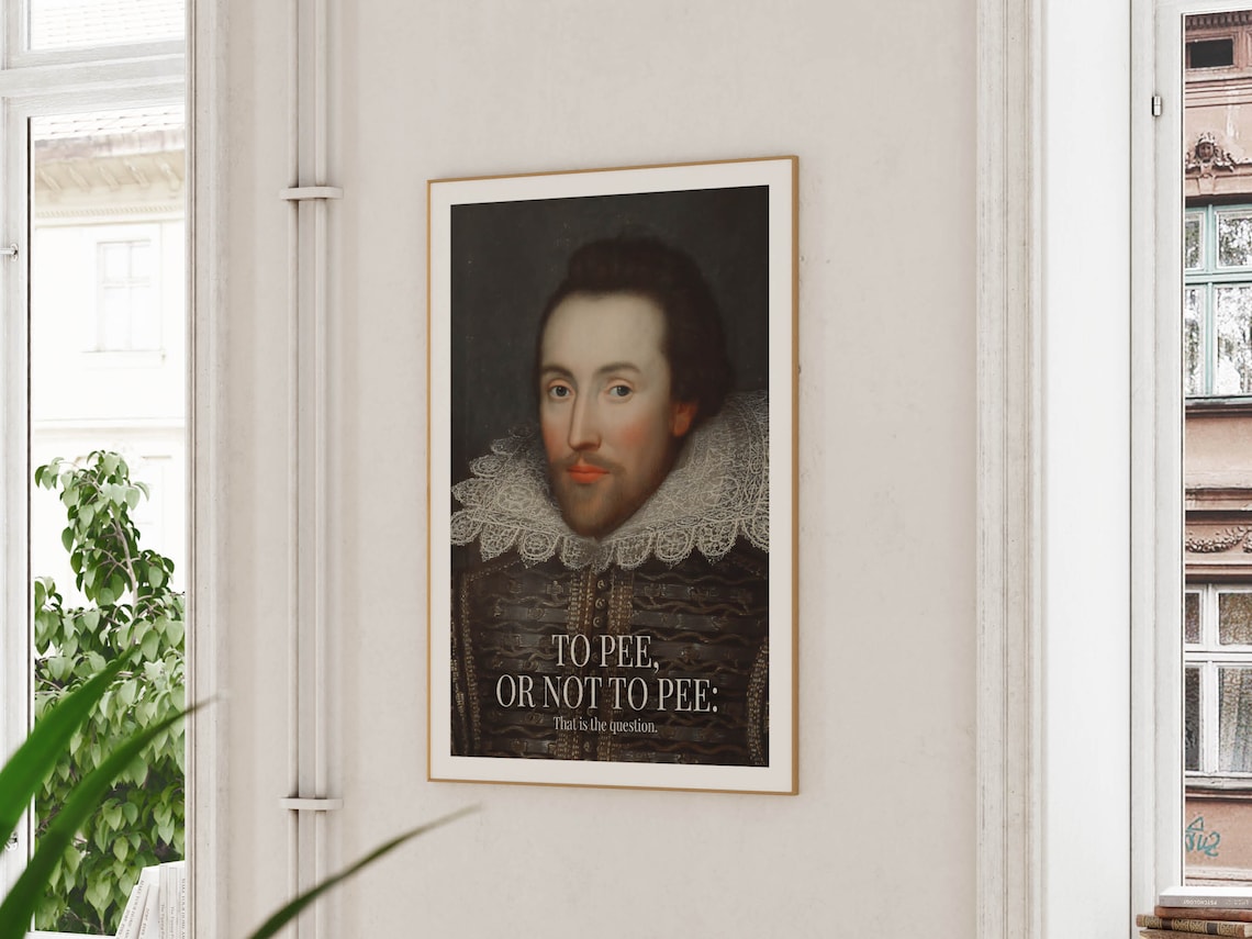 Funny Bathroom Shakespeare Vintage Midcentury Poster Print