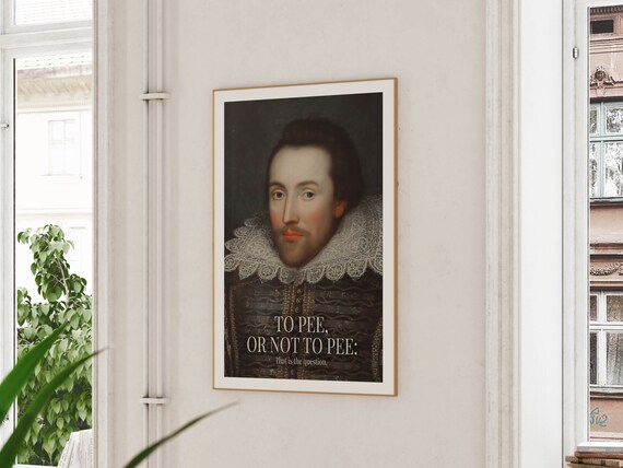 Funny Bathroom Shakespeare Vintage Midcentury Poster Print