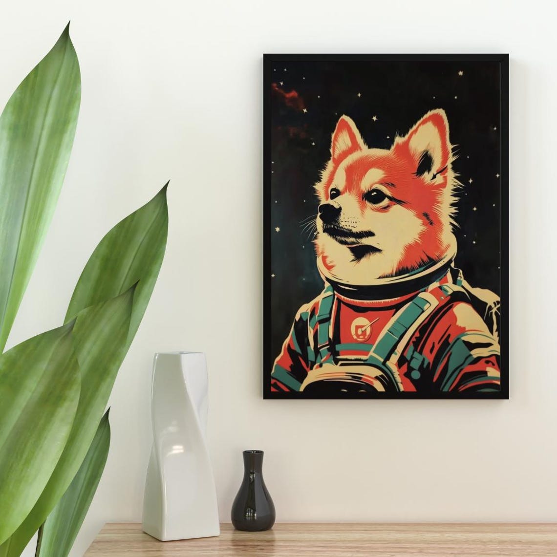Pomeranian Astronaut Retro Space Dog Pop Art Portrait Poster - Image 2