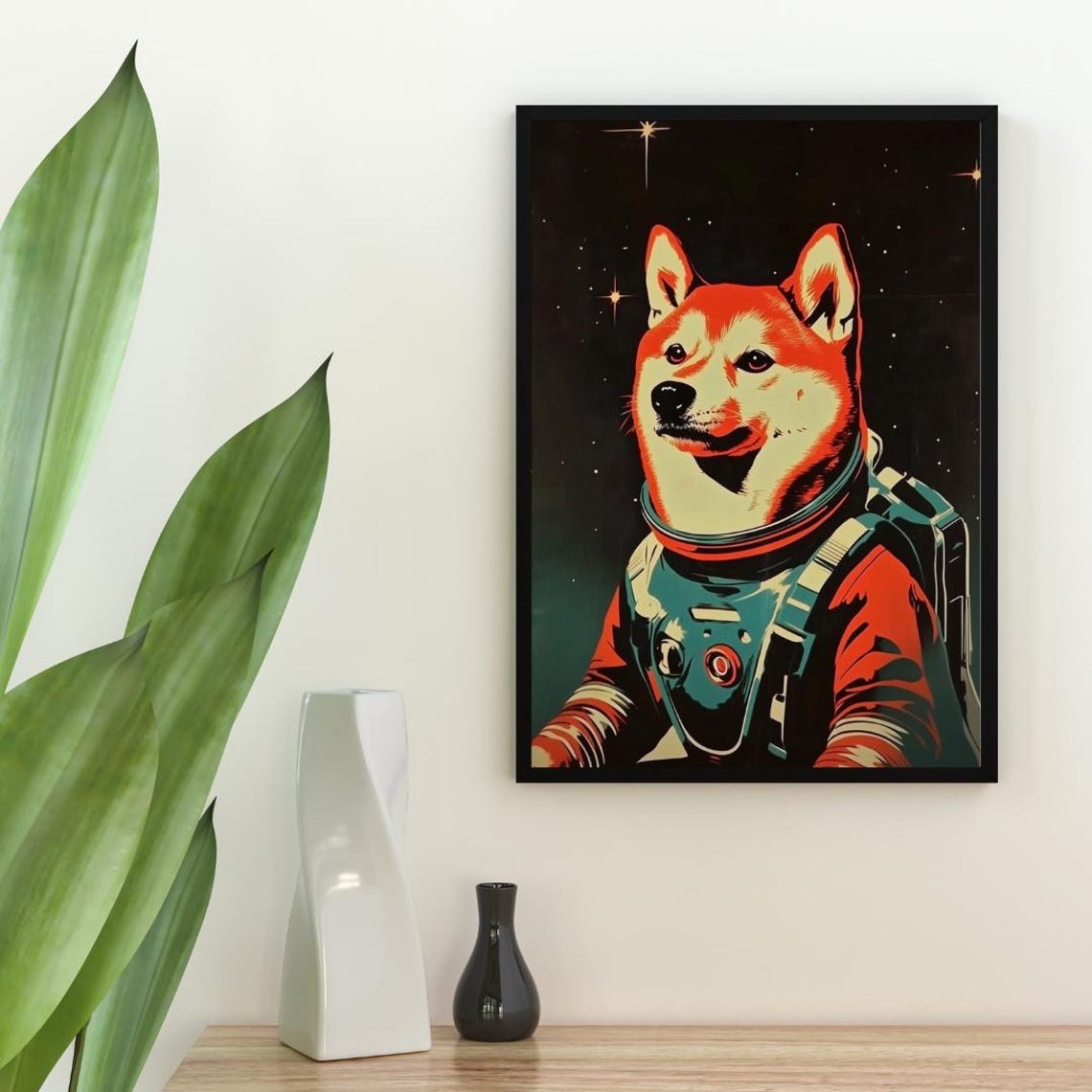 Shiba Inu Astronaut Retro Space Dog Pop Art Portrait Poster Gift - Image 2
