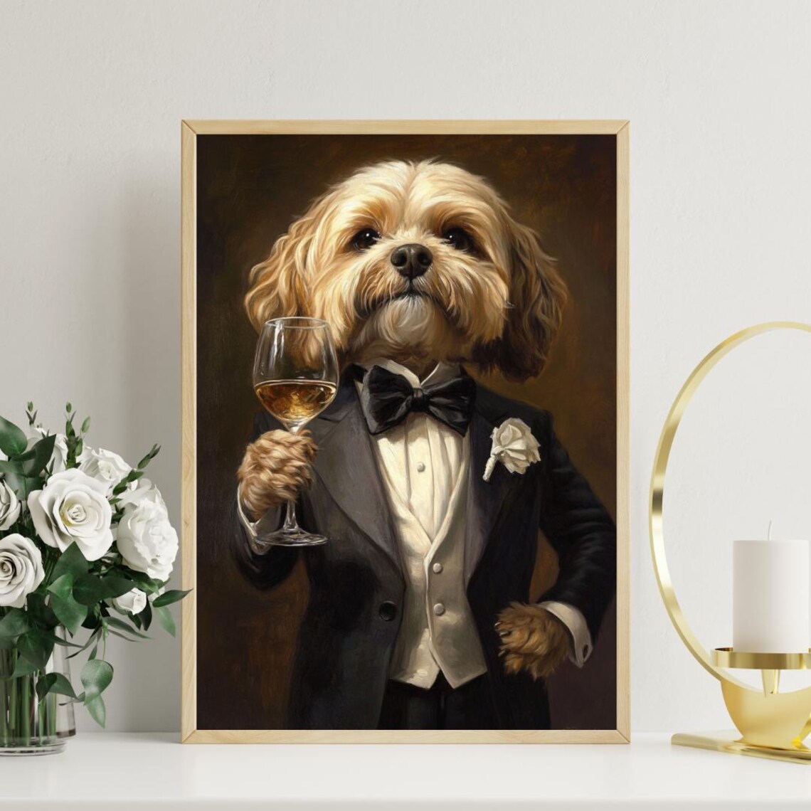 Lhasa Apso In Tuxedo Funny Dog Art Print - Image 3