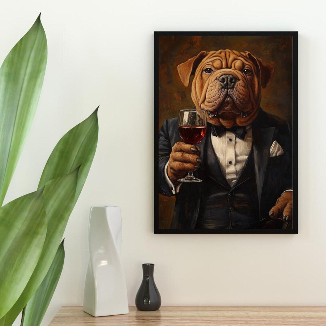 Chinese Shar Pei In Tuxedo Poster Pet Psoter Shar Pei In Suit Print Shar Pei Portrait Dog Living Room Poster Funny Shar Pei Print - Image 2