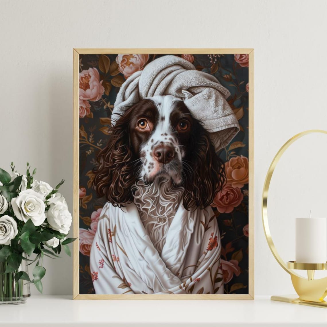 English Springer Spaniel In Bathrobe Poster Print - Image 3